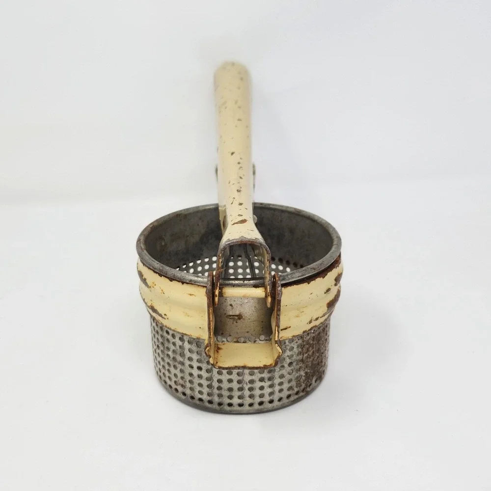 Vintage Enameled‎ Metal Potato Ricer, Kitchen Tool